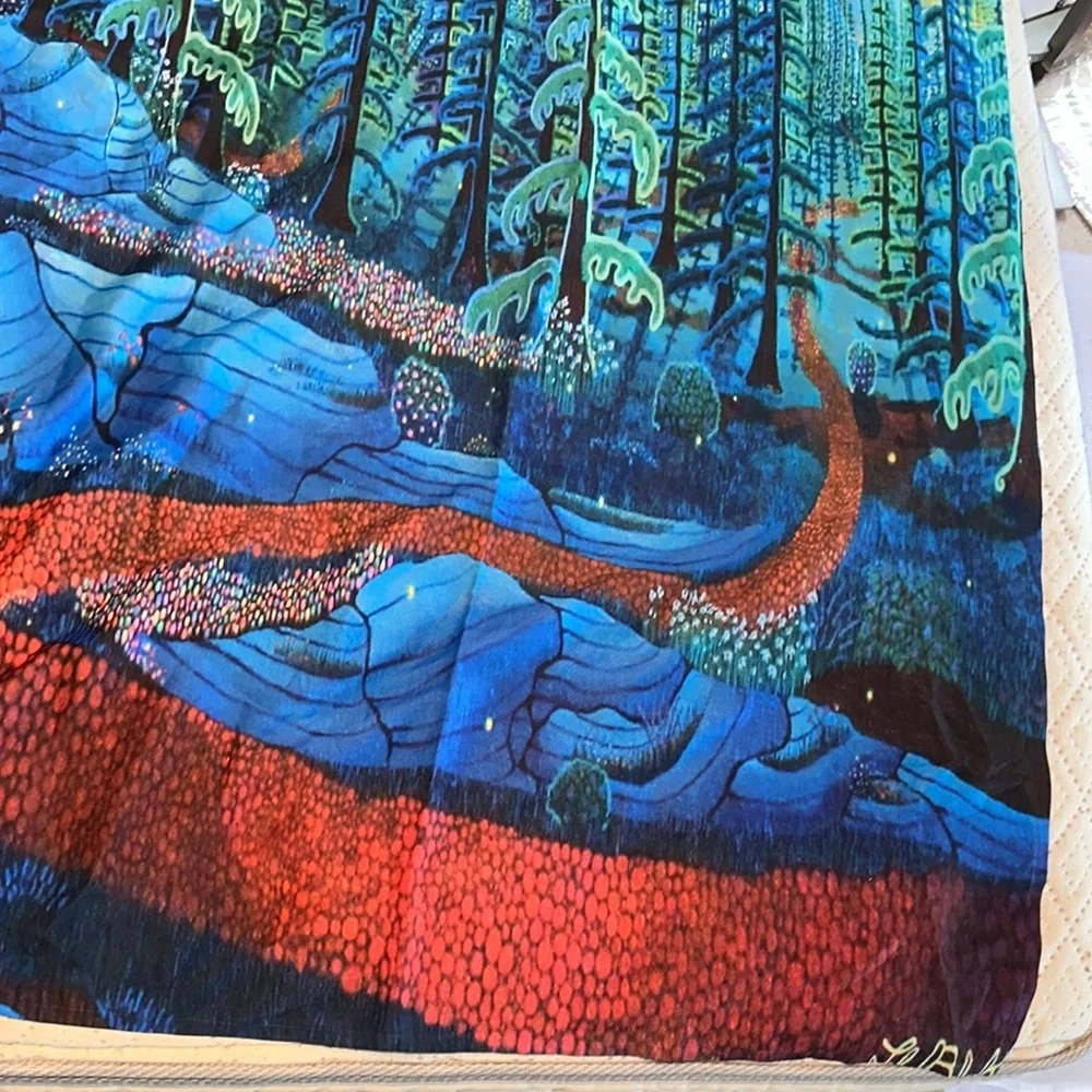 Vibrant Forest Shower Curtain Autistic Artist Art‎ Tapestry Wall Decor NEW